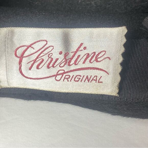 Vintage Christine Original Brigitte Body Made in Italy Black Pillbox Style Hat - Picture 7 of 16